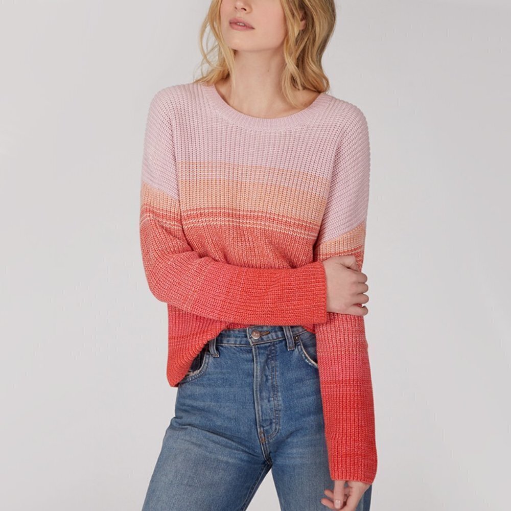 NWT 525 America pink red ombre knit cotton sweater